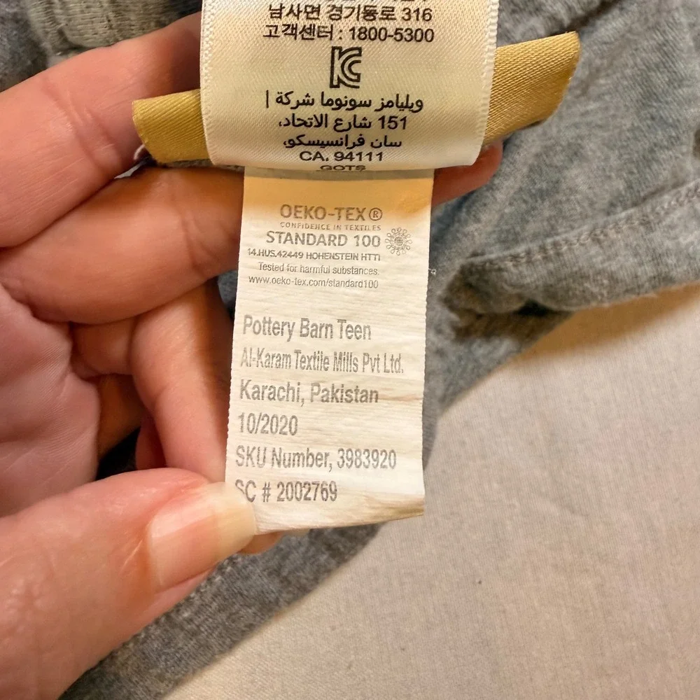 Pottery Barn Teen Top Sheet Full Gray Organic Cotton Jersey Bedding 90x96 Dorm